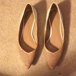 White and beige Audrey Brooke flats